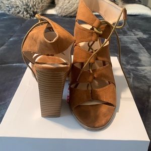 Brown heeled sandals